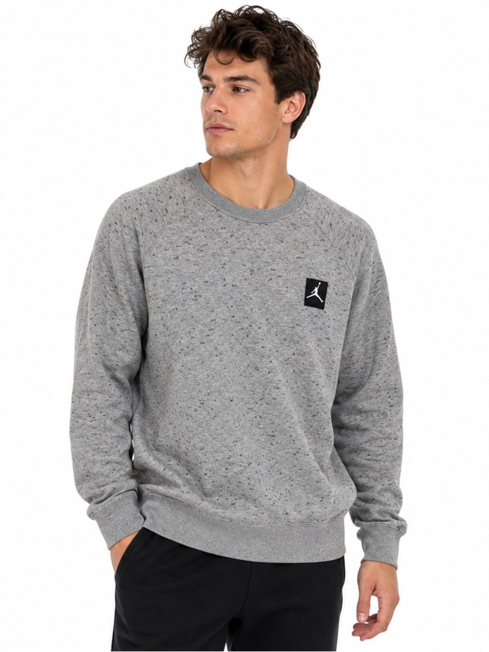 Jordan Flight Men’s XL Gray Speckled Crewneck Sweatshirt Jumpman Cotton Blend
